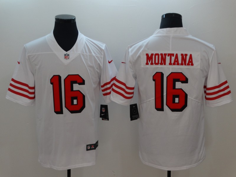 Men's San Francisco 49ers Joe Montana #16 White Jersey